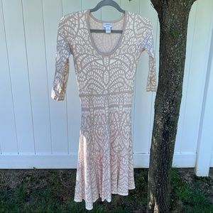 Carmen Marc Valvo Knit 3/4 Sleeve Sweater Dress